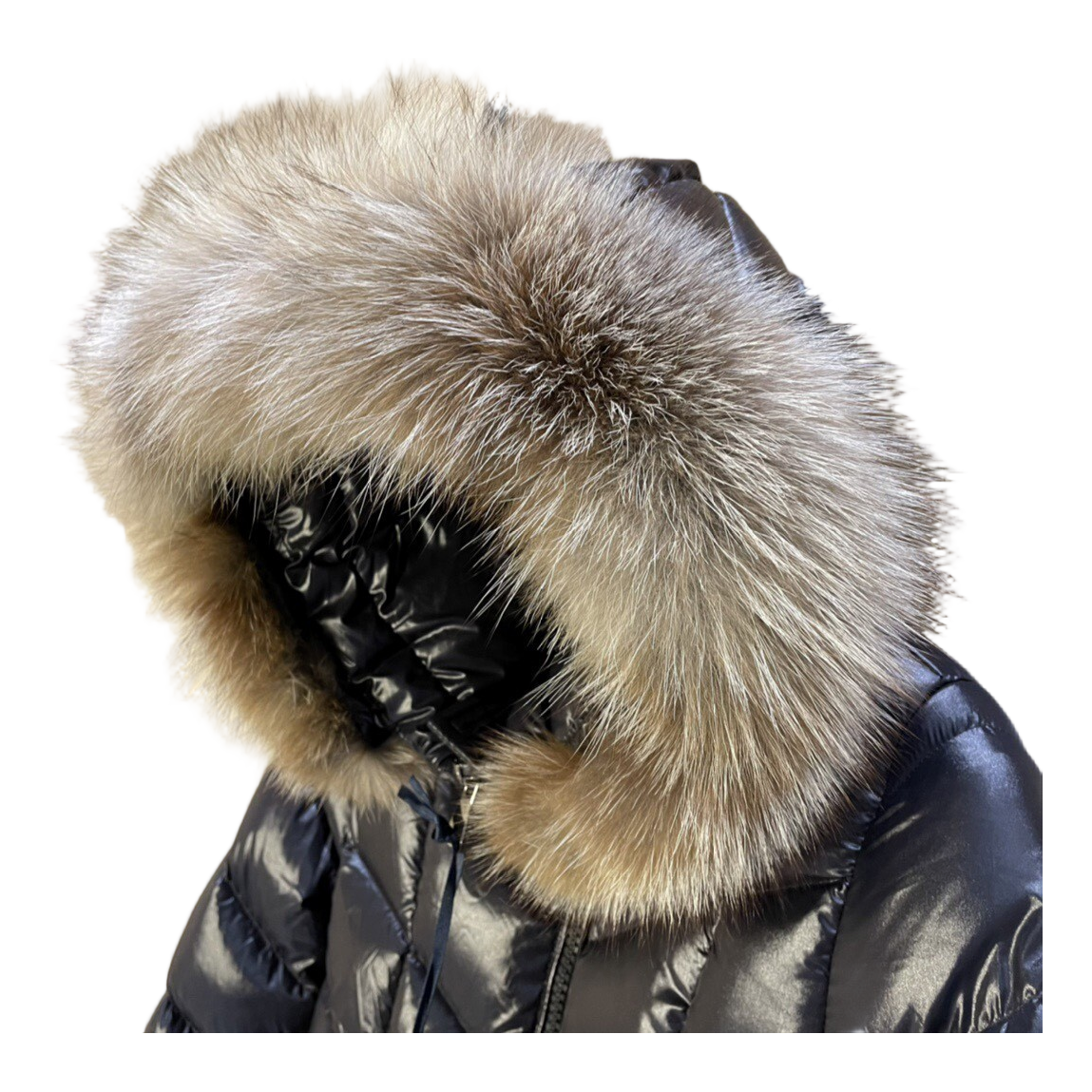 Moncler Fulmarus Chevron-Quilted Hooded Puffer Coat | Black | Premium Down