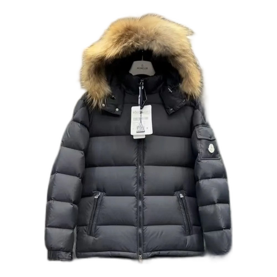 Moncler Fur-Trim Hooded Short Puffer Jacket | Black | Cropped Silhouette