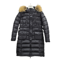 Moncler Four-Pocket Fur-Trim Hooded Long Puffer Coat | Black | Full Length