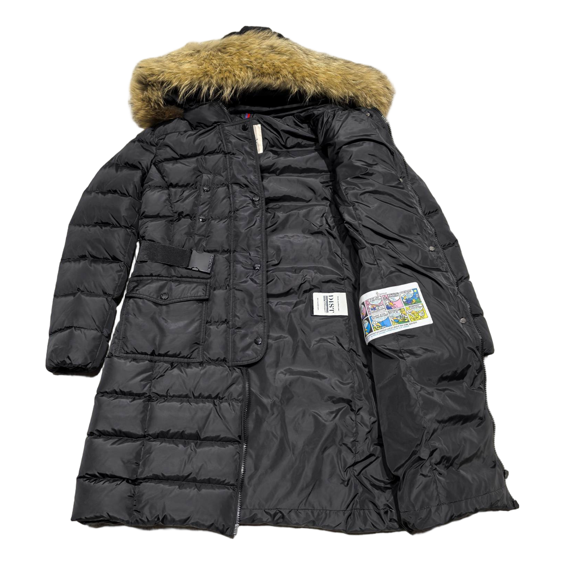 Moncler Four-Pocket Fur-Trim Hooded Long Puffer Coat | Black | Full Length
