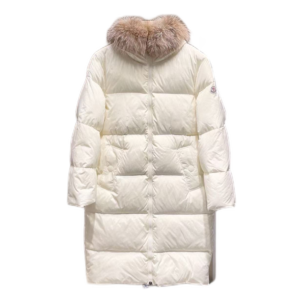 Moncler Marrionnier Long Puffer Coat | Ivory | Premium Down