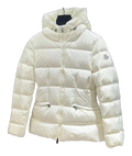 Moncler Fitted Hooded Short Puffer Jacket | Ivory | Tailored Fit