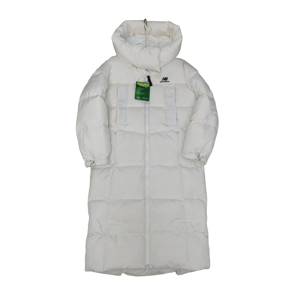 New Balance Hooded Long Puffer Coat | Off White | Premium Insulation