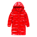 Moncler Hanoverian Glossy Hooded Long Puffer Coat | Red | Full Length