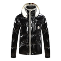 Moncler Contrast-Trim Glossy Hooded Puffer Jacket | Premium Down | Graphic Detail