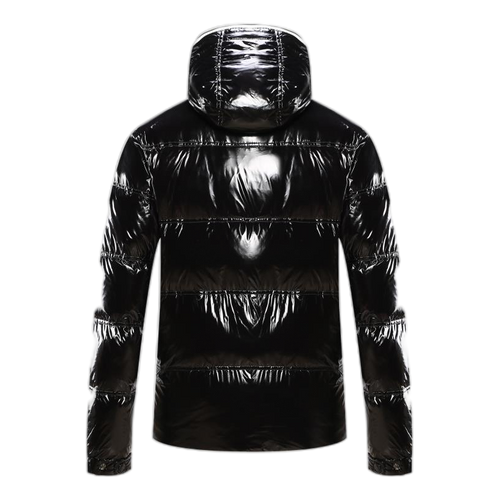 Moncler Contrast-Trim Glossy Hooded Puffer Jacket | Premium Down | Graphic Detail