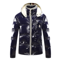Moncler Contrast-Trim Glossy Hooded Puffer Jacket | Premium Down | Graphic Detail