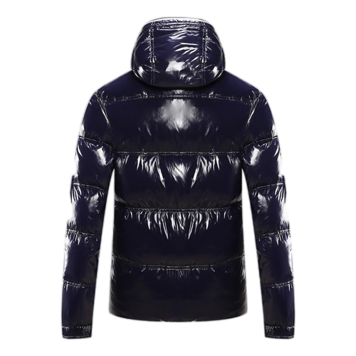 Moncler Contrast-Trim Glossy Hooded Puffer Jacket | Premium Down | Graphic Detail