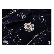 Moncler Contrast-Trim Glossy Hooded Puffer Jacket | Premium Down | Graphic Detail