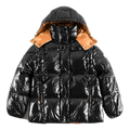 Moncler Copper-Lined Glossy Short Puffer Jacket | Black | Cropped Silhouette