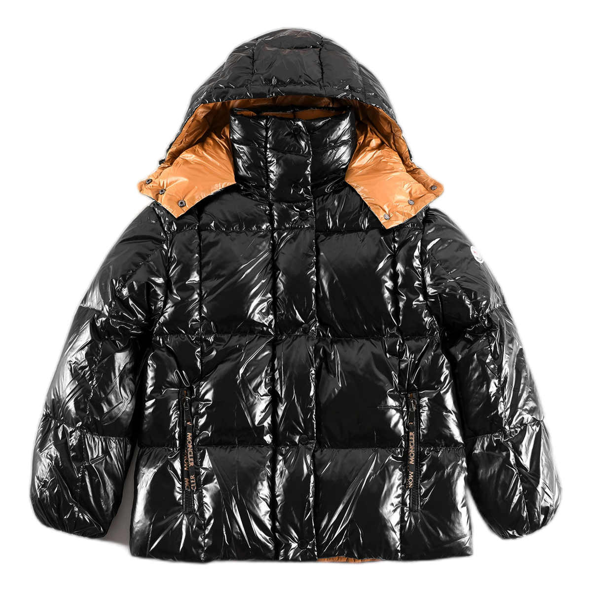 Moncler Copper-Lined Glossy Short Puffer Jacket | Black | Cropped Silhouette