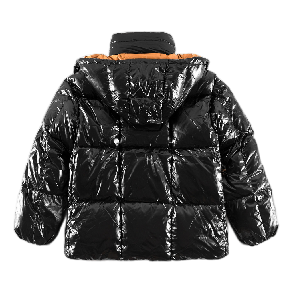 Moncler Copper-Lined Glossy Short Puffer Jacket | Black | Cropped Silhouette