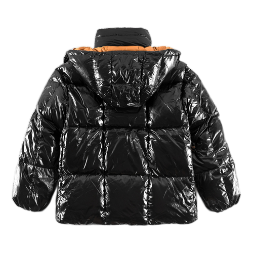 Moncler Copper-Lined Glossy Short Puffer Jacket | Black | Cropped Silhouette