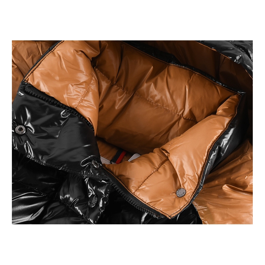 Moncler Copper-Lined Glossy Short Puffer Jacket | Black | Cropped Silhouette