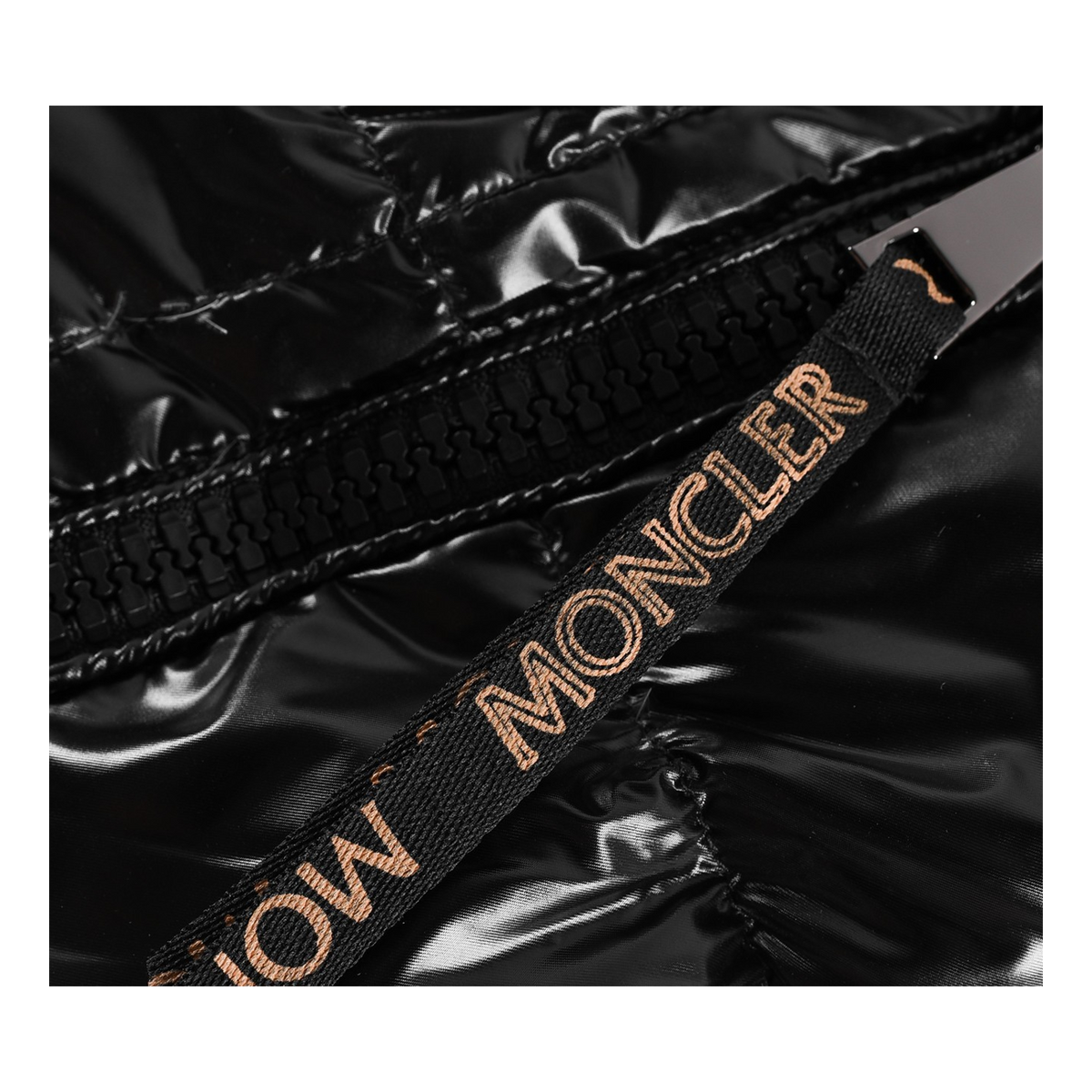 Moncler Copper-Lined Glossy Short Puffer Jacket | Black | Cropped Silhouette