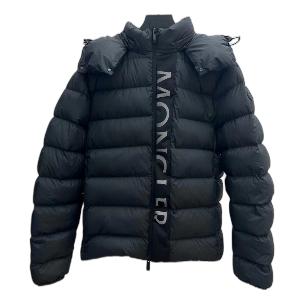 Moncler Vertical-Logo Snap-Front Puffer Jacket | Black | Premium Down