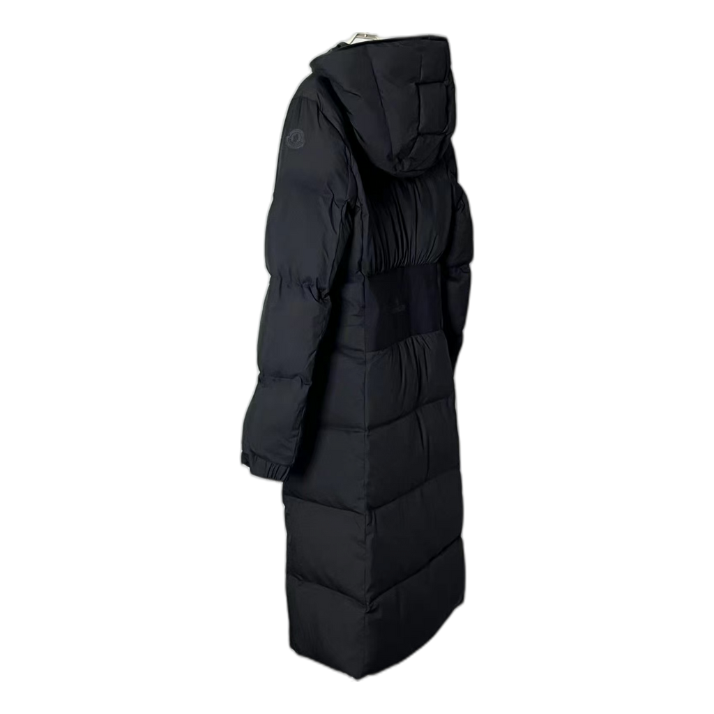Moncler Matte Zip-Front Hooded Long Puffer Coat | Black | Premium Down