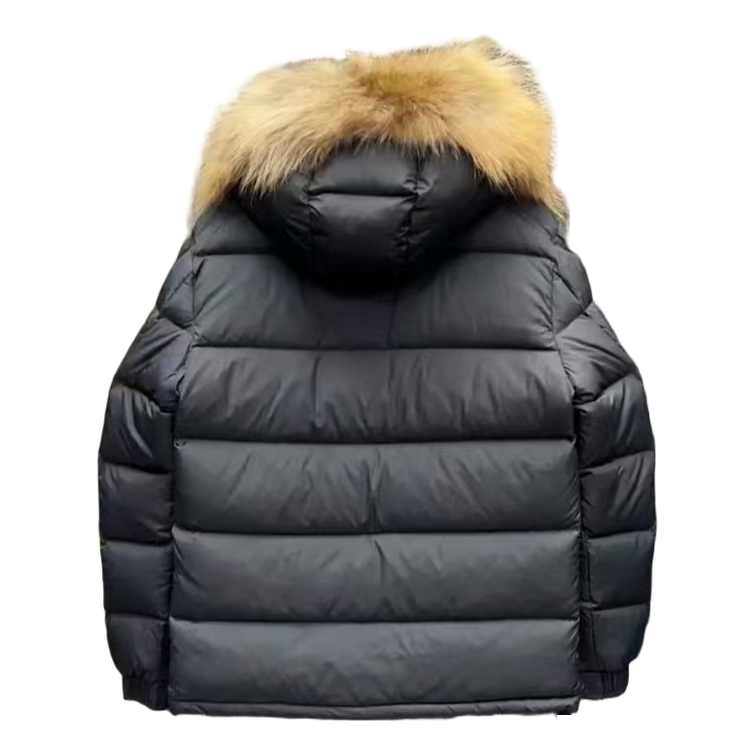 Moncler Fur-Trim Hooded Puffer Jacket | Black | Full Length