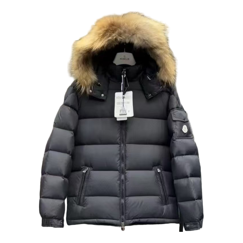 Moncler Fur-Trim Hooded Puffer Jacket | Black | Full Length