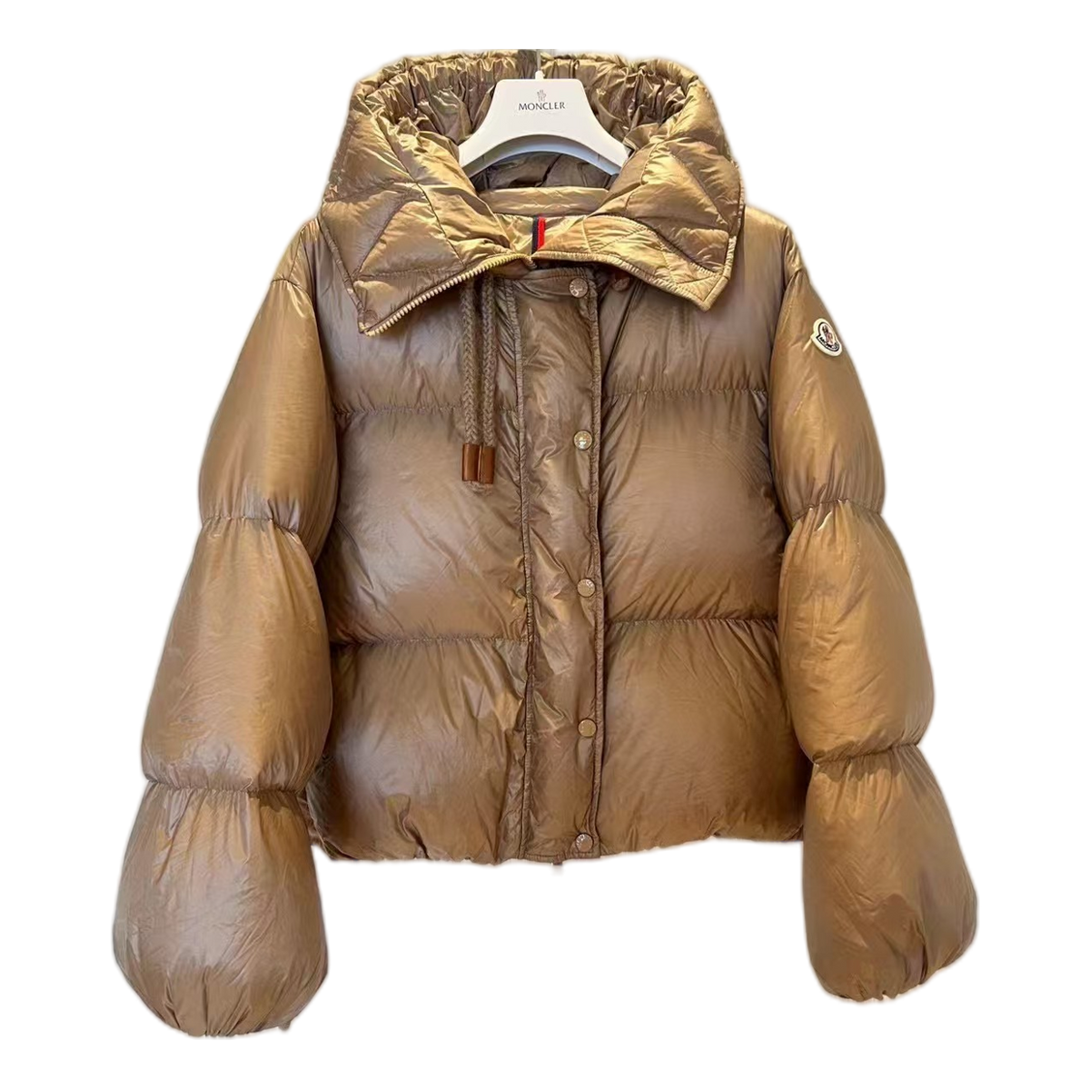 Moncler Borey Hooded Puffer Jacket | Bronze | Burnished Metallic Finish