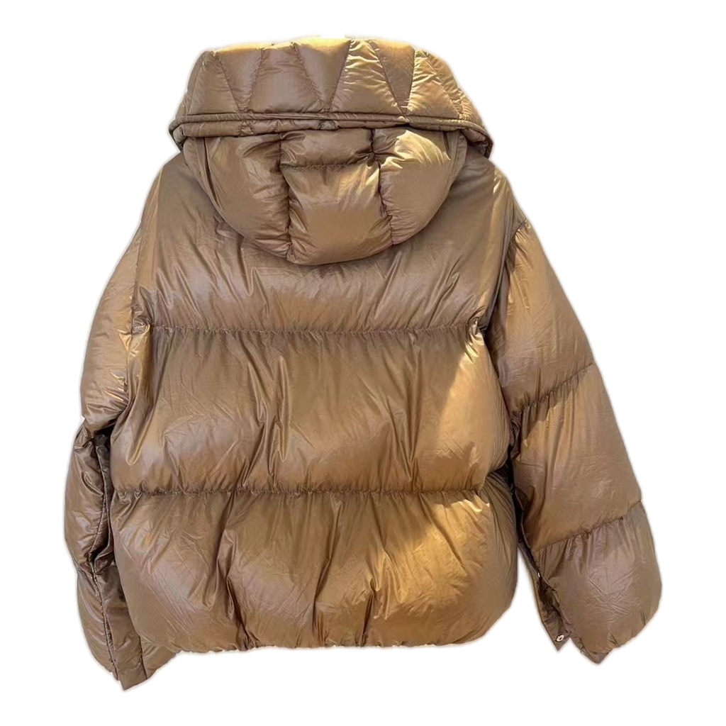 Moncler Borey Hooded Puffer Jacket | Bronze | Burnished Metallic Finish