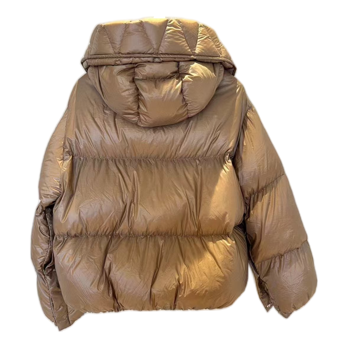 Moncler Borey Hooded Puffer Jacket | Bronze | Burnished Metallic Finish