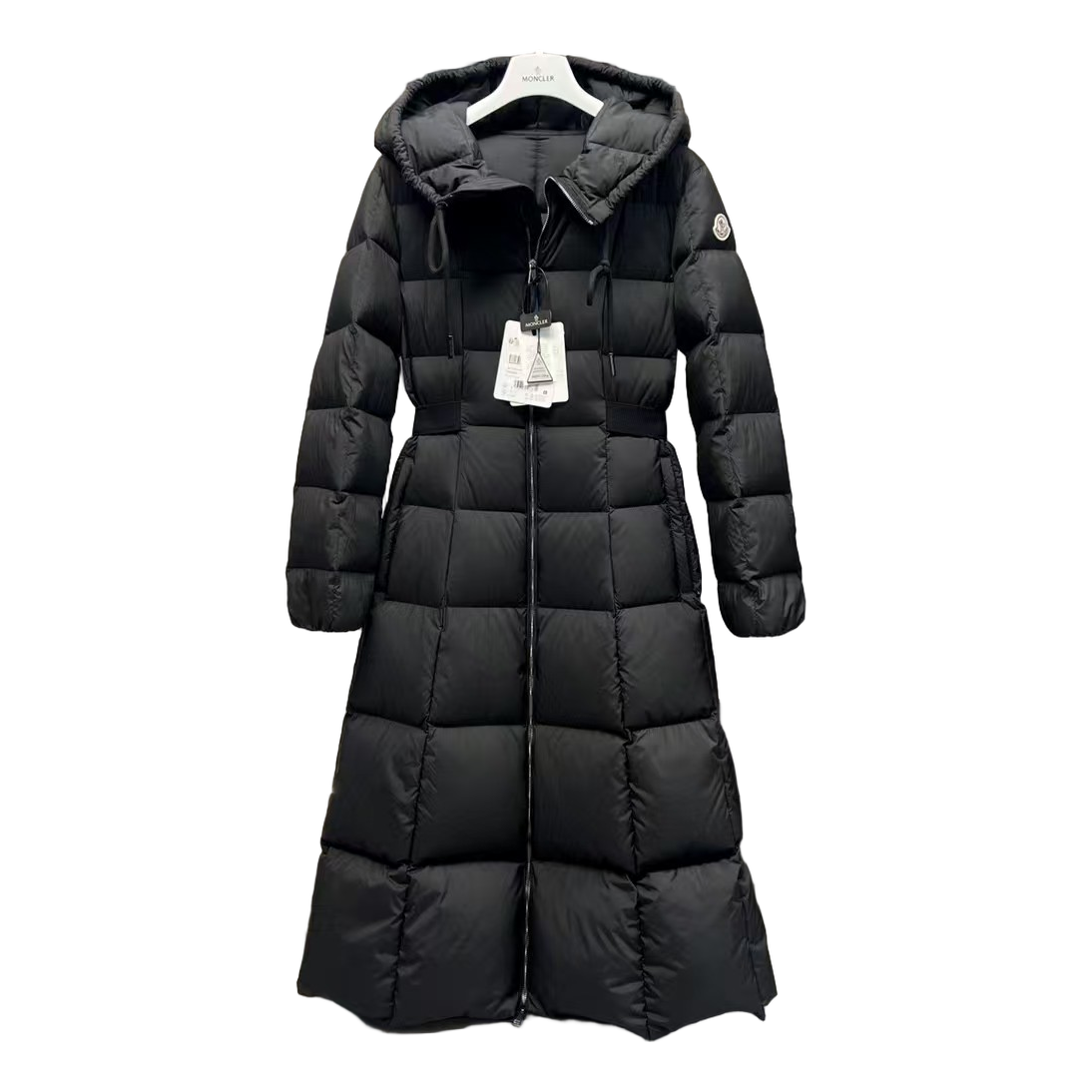 Moncler Fitted Long Hooded Puffer Coat | Black | Tailored Fit
