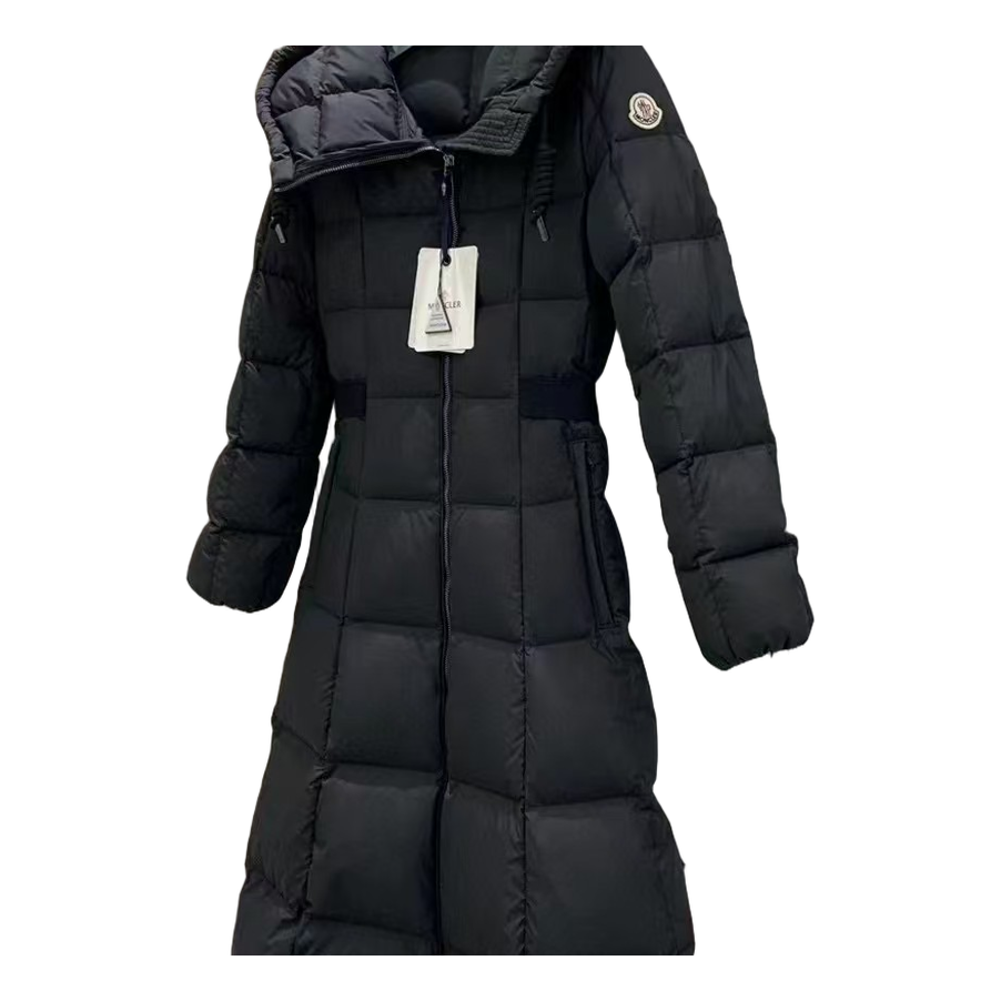 Moncler Fitted Long Hooded Puffer Coat | Black | Tailored Fit