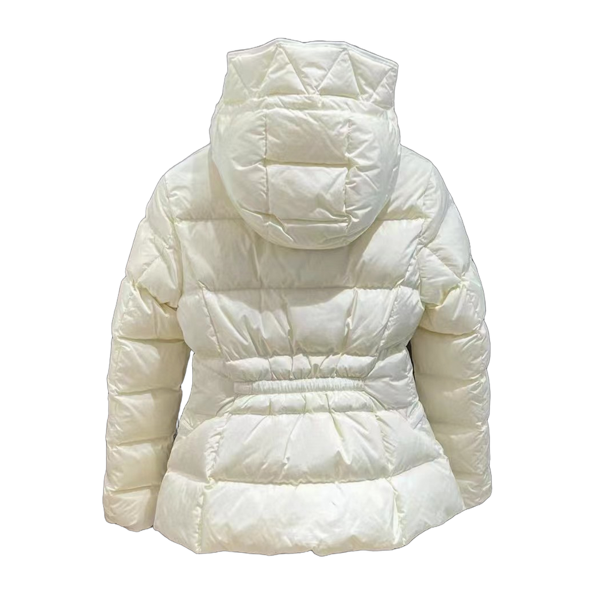 Moncler Fitted Hooded Short Puffer Jacket | Ivory | Tailored Fit