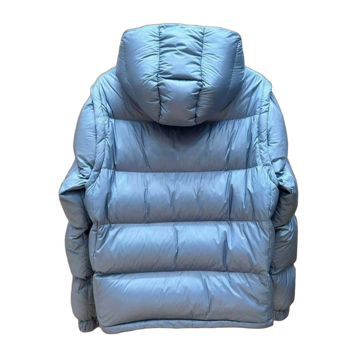 Moncler Orange-Badge Hooded Puffer Jacket | Ice Blue | Premium Down