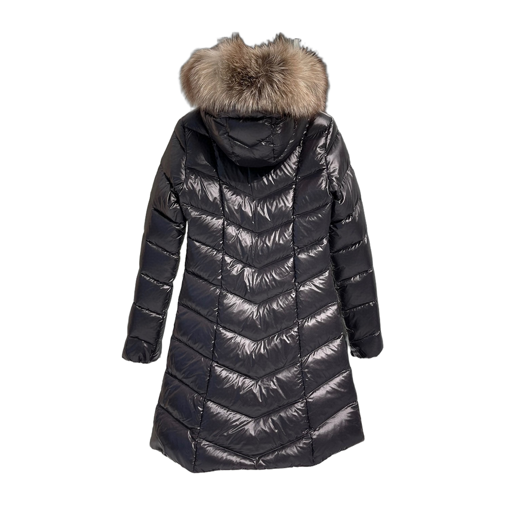 Moncler Fulmarus Chevron-Quilted Fur-Trim Long Coat | Premium Down | Full Length
