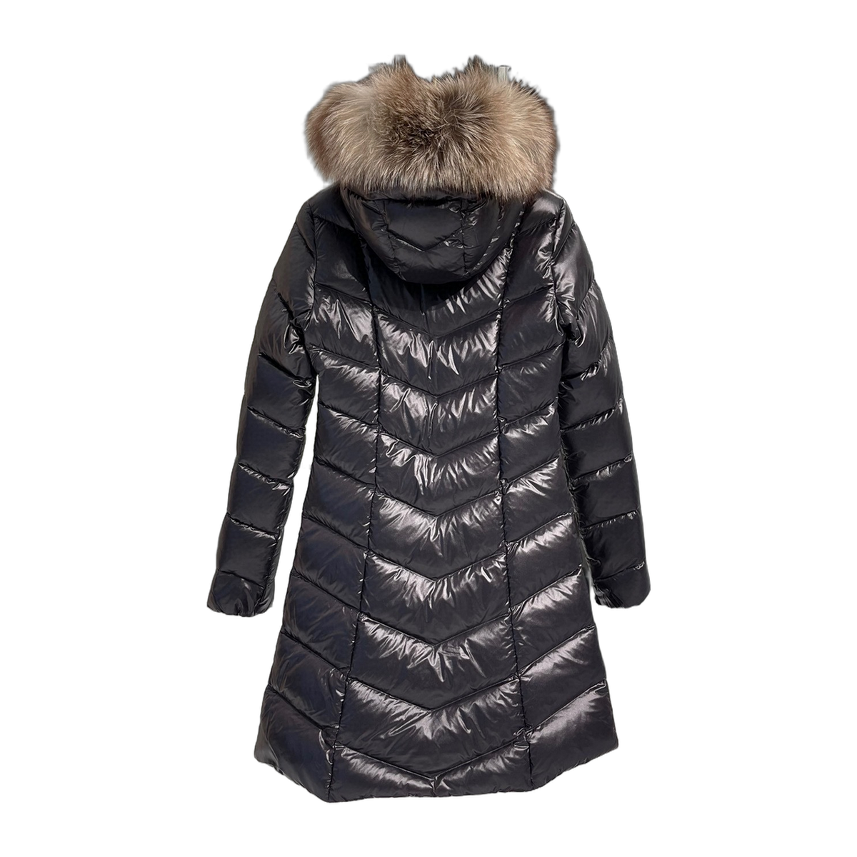 Moncler Fulmarus Chevron-Quilted Fur-Trim Long Coat | Premium Down | Full Length