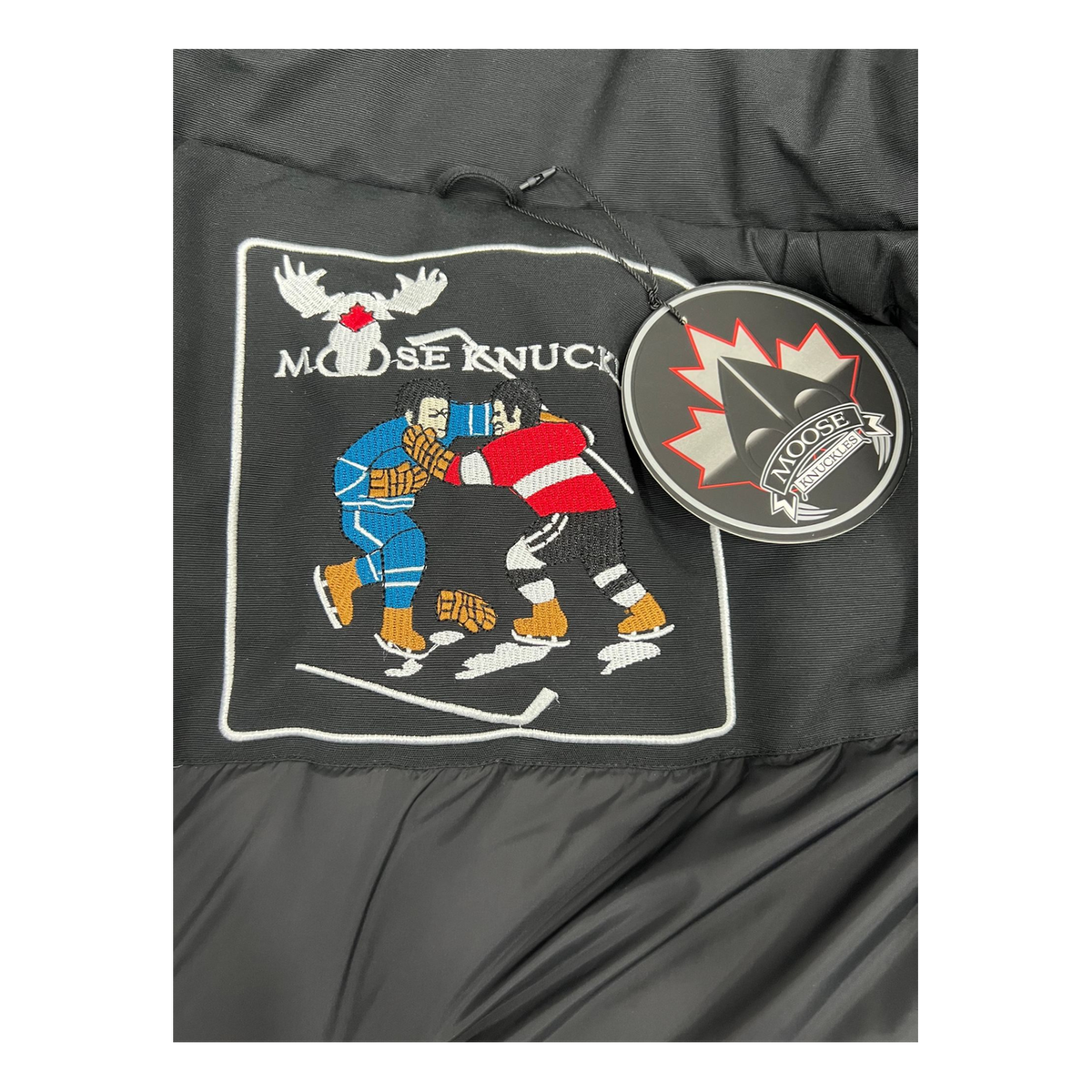 Moose Knuckles Curved-Hem Fur-Trim Hooded Parka | Black | Canadian Down