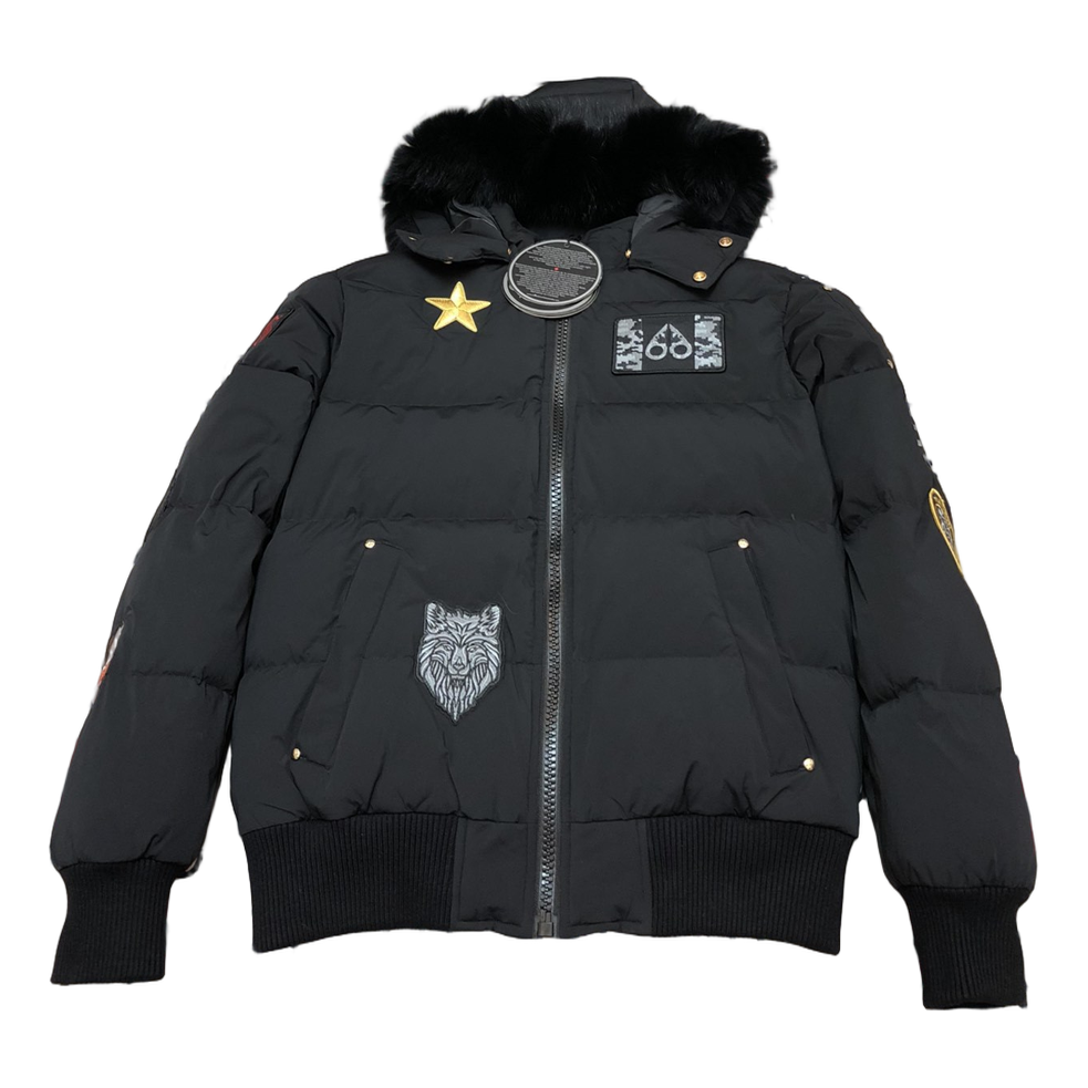 Moose Knuckles Patch-Detail Hooded Bomber | Black | Canadian Down
