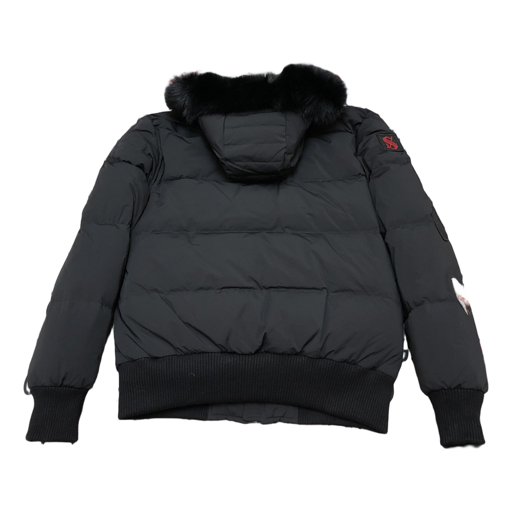 Moose Knuckles Patch-Detail Hooded Bomber | Black | Canadian Down