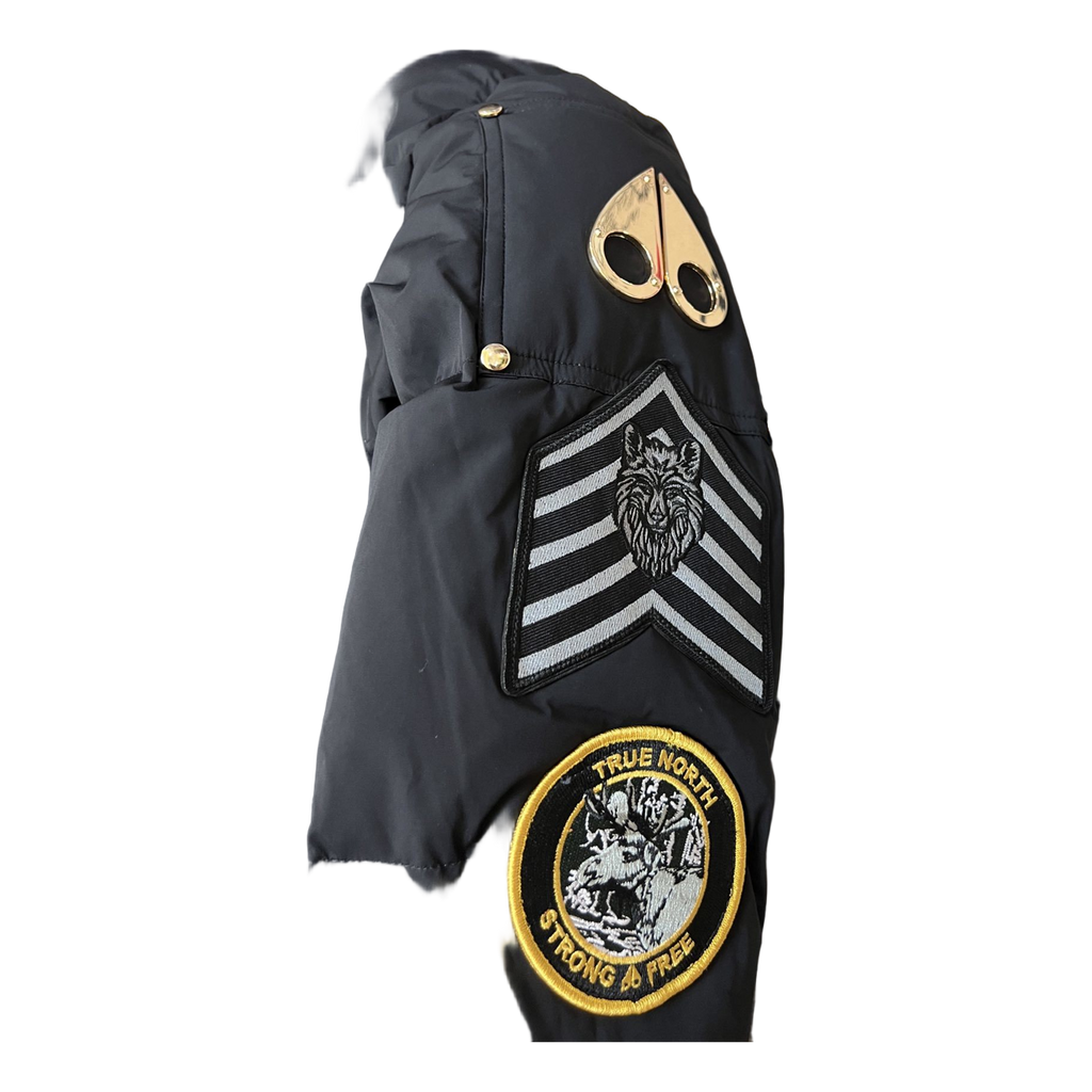 Moose Knuckles Patch-Detail Hooded Bomber | Black | Canadian Down