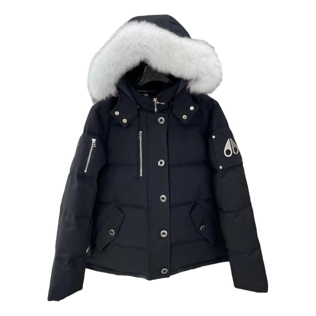 Moose Knuckles Chest-Zip Fur-Trim Hooded Puffer Jacket | Canadian Down | Coyote Fur