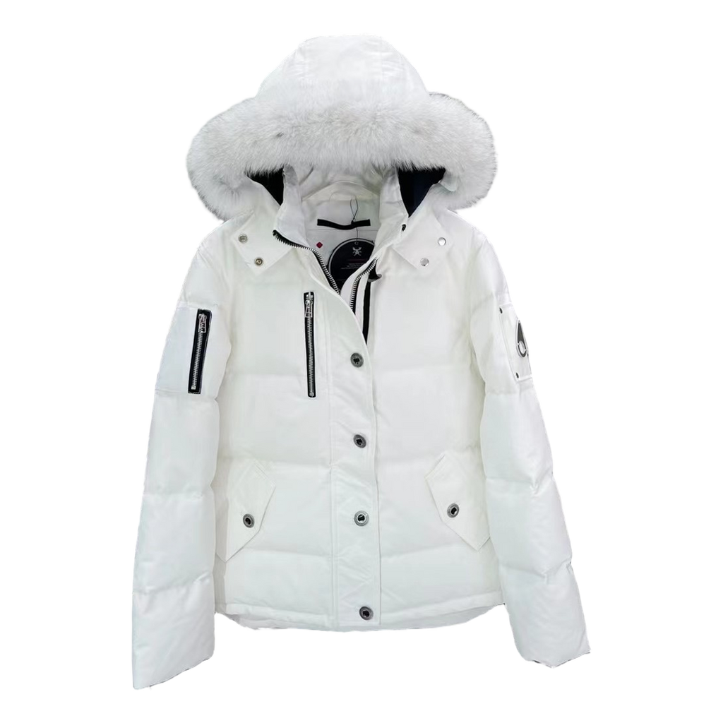 Moose Knuckles Chest-Zip Fur-Trim Hooded Puffer Jacket | Canadian Down | Coyote Fur