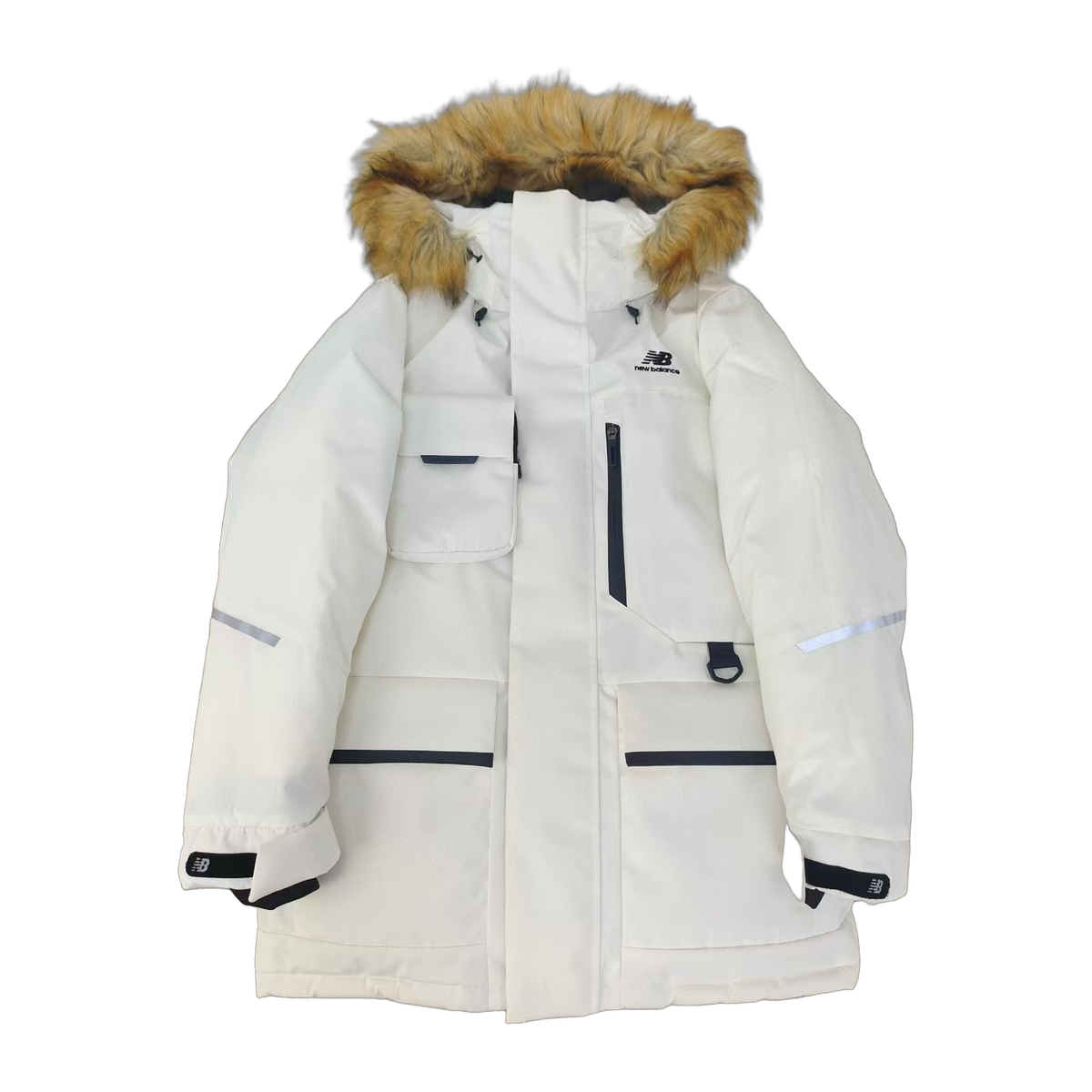 New Balance Fur-Trim Hooded Utility Jacket | White