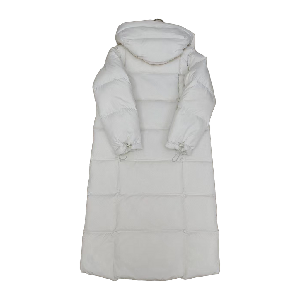 New Balance Hooded Long Puffer Coat | Off White | Premium Insulation