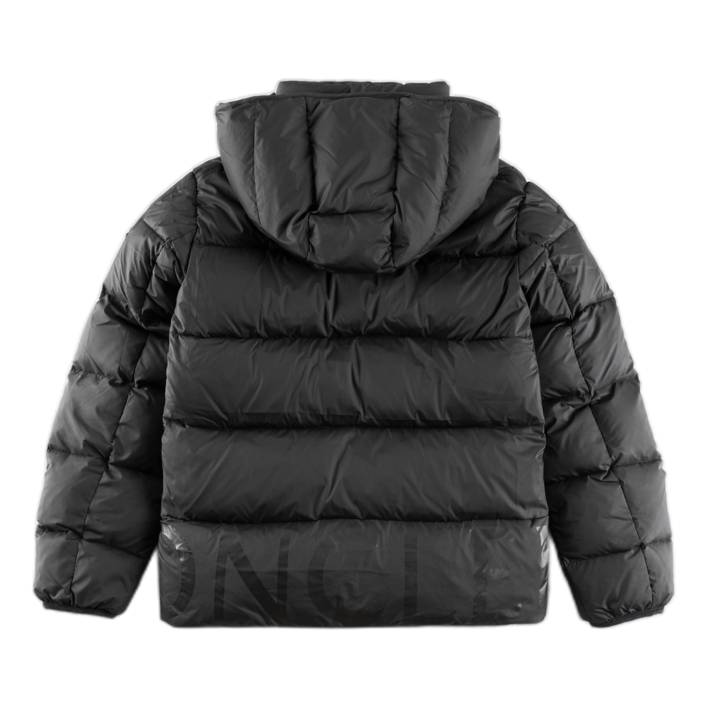 Moncler Contrast-Lined Logo-Hood Puffer Jacket | Black | Signature Hood