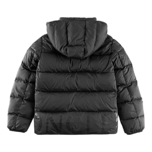 Moncler Contrast-Lined Logo-Hood Puffer Jacket | Black | Signature Hood