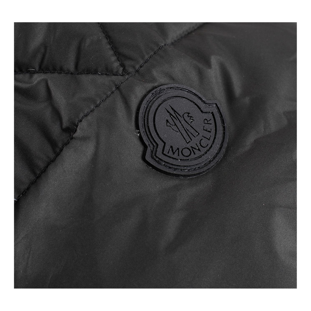 Moncler Contrast-Lined Logo-Hood Puffer Jacket | Black | Signature Hood