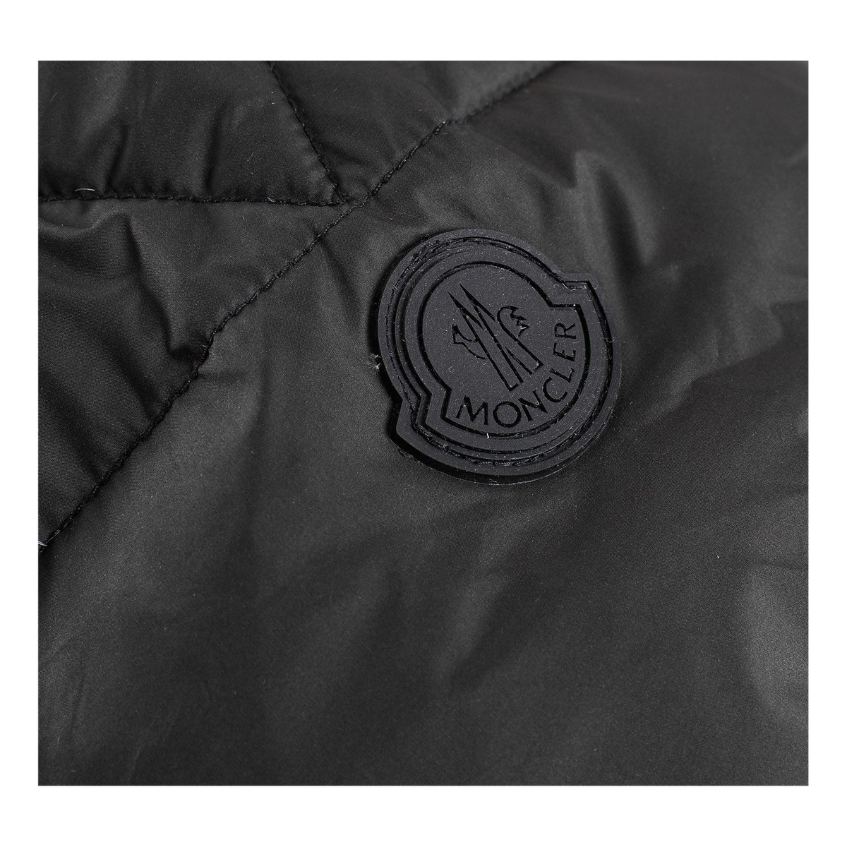 Moncler Contrast-Lined Logo-Hood Puffer Jacket | Black | Signature Hood