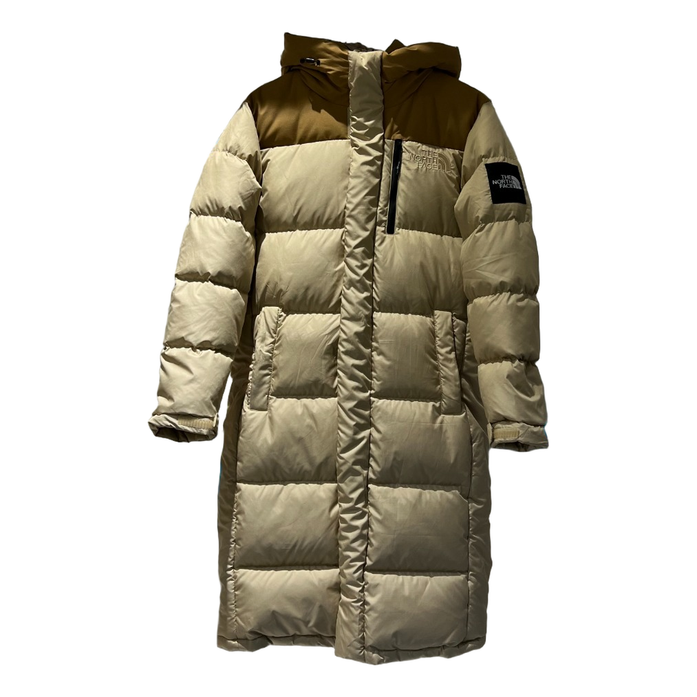 The North Face Color-Block Hooded Long Puffer Coat | Tan | Premium Down