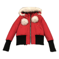 Moose Knuckles Debbie Pom-Pom Hooded Bomber | Red | Canadian Down