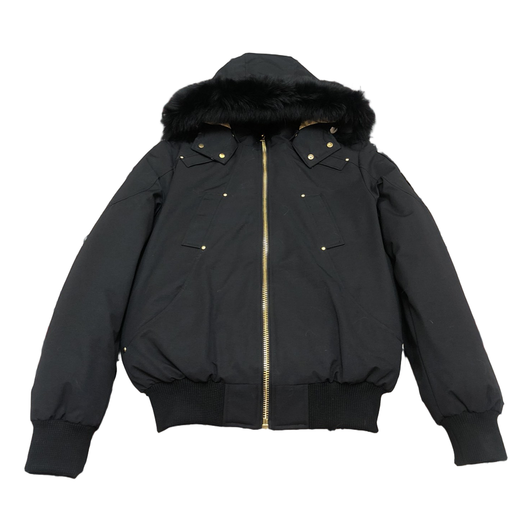 Moose Knuckles Gold Ballistic Fur-Trim Bomber Jacket – Black