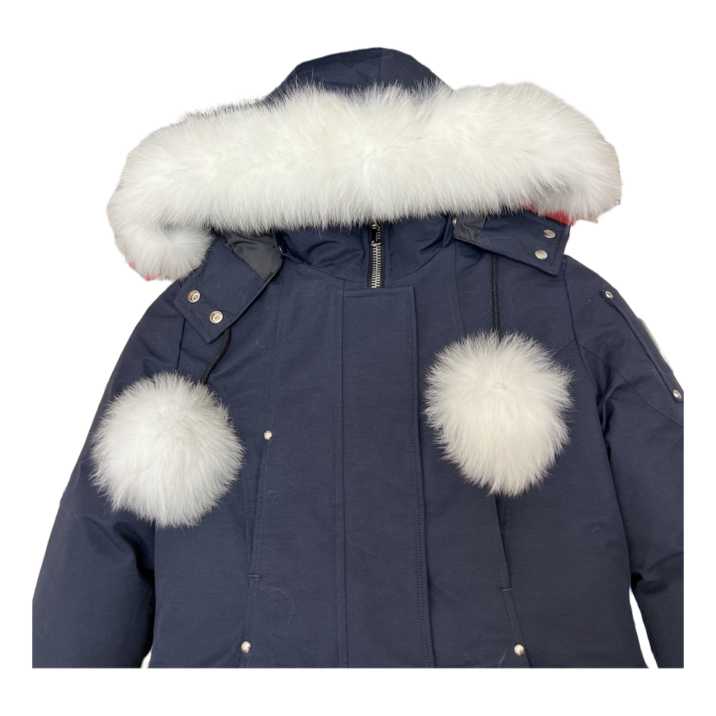 Moose Knuckles Stirling Pom-Pom Fur-Trim Parka – Navy
