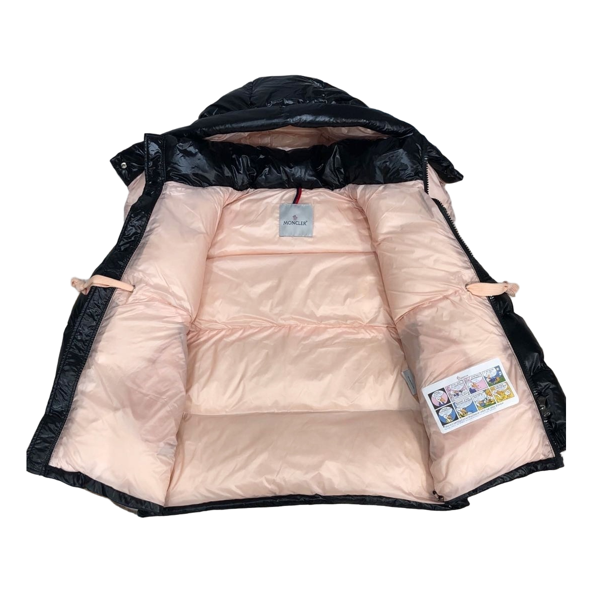 Moncler Mountain-Badge Glossy Short Puffer Jacket | Black | Premium Down