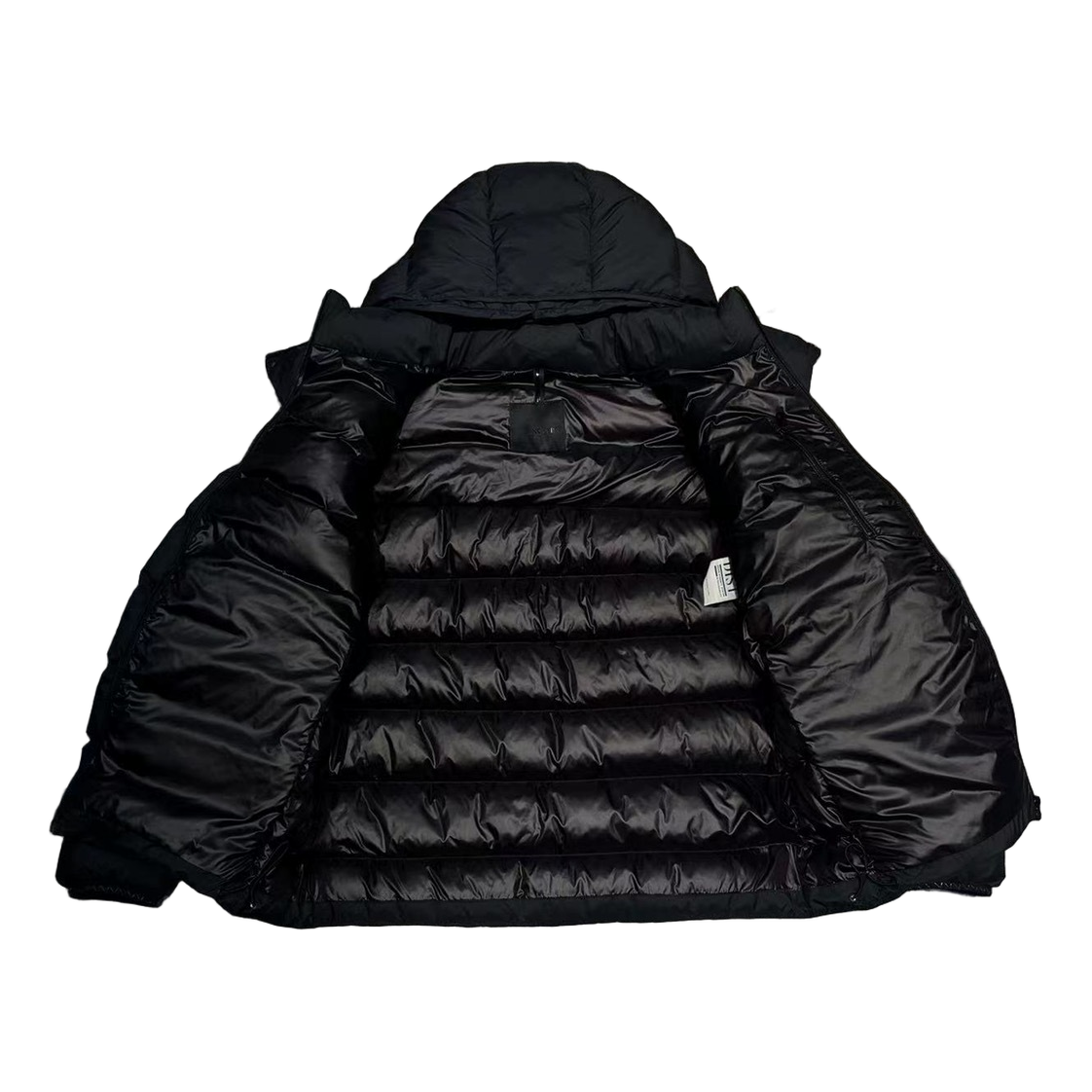 Moncler Vertical-Logo Placket Hooded Puffer Jacket – Black
